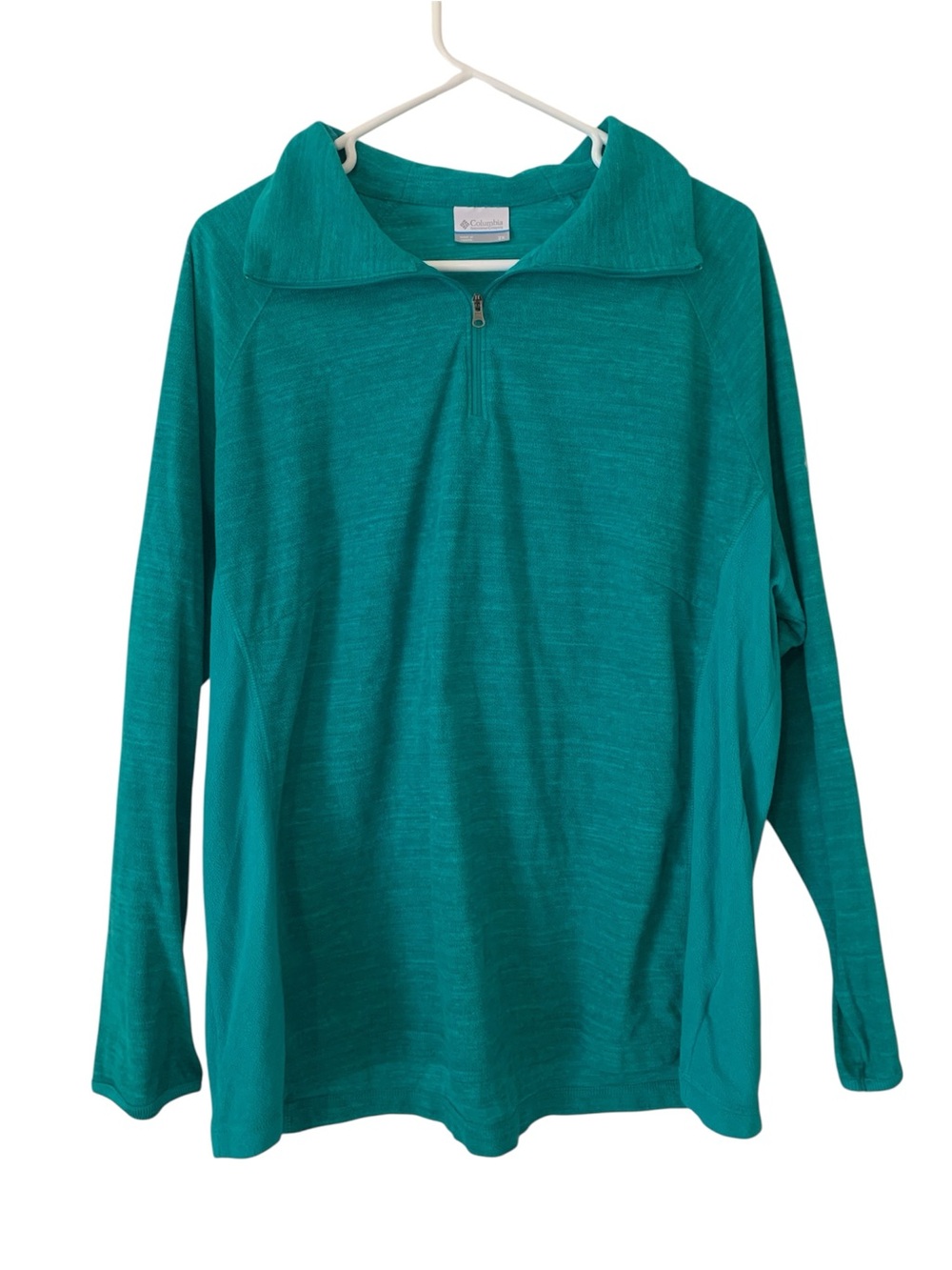 Columbia Plus Size 2X Teal Green 1/4 Zip Pullover Fleece Long Sleeve Sweater